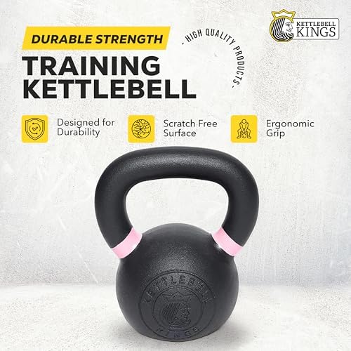 Kettlebell Kings Powder Coated Kettlebell Weights - 9-97 lb Strength Training Kettlebells for Men and Women - Home Gym E