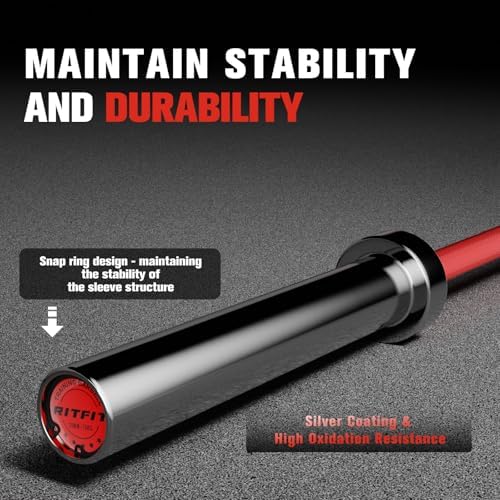 RitFit 7FT Olympic Barbell for Strength and Weightlifting Training - 2 Inch Olympic Bar for Squat, Deadlift, Bench Press
