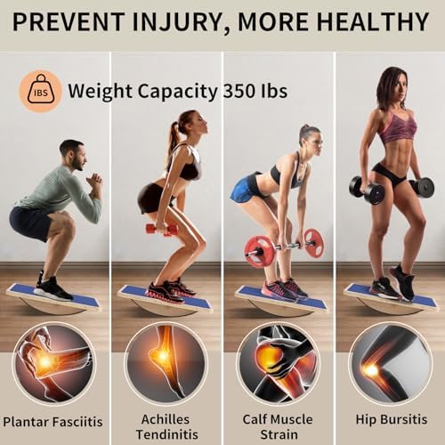 Balance Board Professional for Adults Anti-Slip 350LBS for Physical Therapy Standing Desk Core Strength Wooden Balance B