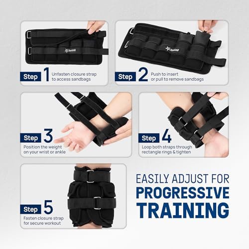 Yes4All Adjustable Wrist & Ankle Weights - Fitness & Strength Training for Women & Men, Versatile Colors - |5 LB Pair, P