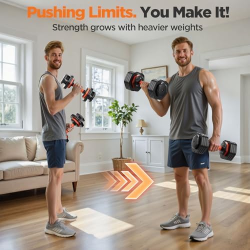 2025 Updated Adjustable Dumbbell Set for Home Gym, 110lbs/50lbs Weights with Storage Box, Suitable for Men and Women