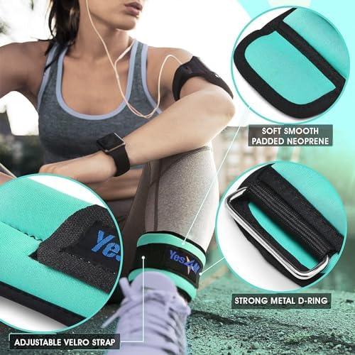 Yes4All Adjustable Wrist & Ankle Weights - Weighted Bands for Fitness Workout, Walking, Jogging and Pilates for Women, M