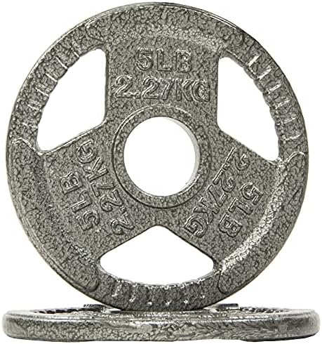 Fitvids Cast Iron Weight Plates 2-Inch Olympic Size for Strength Training & Weightlifting, Multiple Weights Available