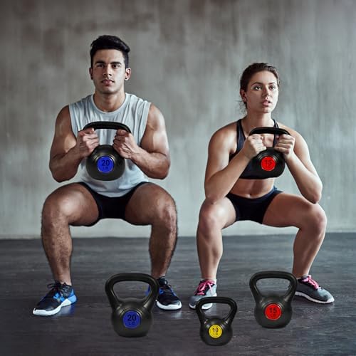Fitvids 3-Piece Kettlebell Exercise Set for Fitness Lovers, 5 lbs, 10 lbs, 15 lbs Fitvids 4-Piece Kettlebell Weight Set