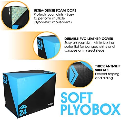 Yes4All Plyo Jump Box for Training & Conditioning | Yes4All 3 in 1 Foam Plyometric Jump Box for Fitness Workout | Yes4A