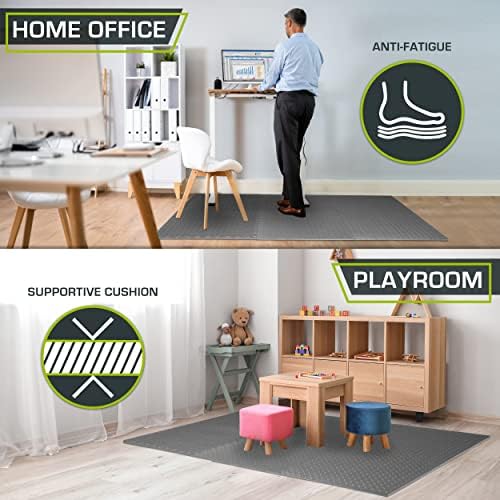 ProsourceFit Puzzle Exercise Mat for Home Gym, Mat for Home Workout Equipment, Floor Padding for Kids, Black, 24 in x 24