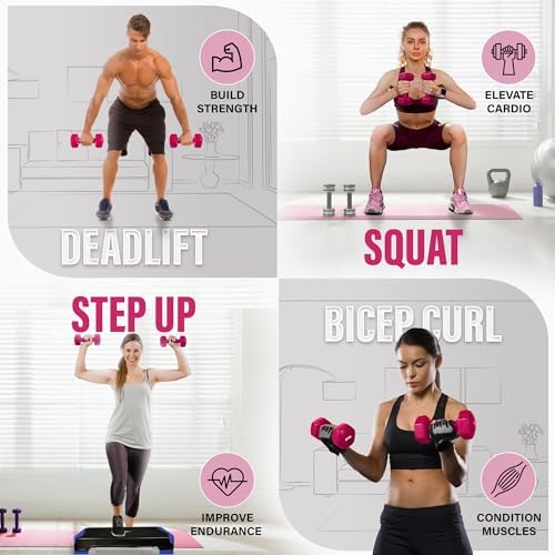 Yes4All Vinyl Hexagon Dumbbells - 2-in-1 Adjustable Set (2-15 lbs) for Home Gym Strength Training