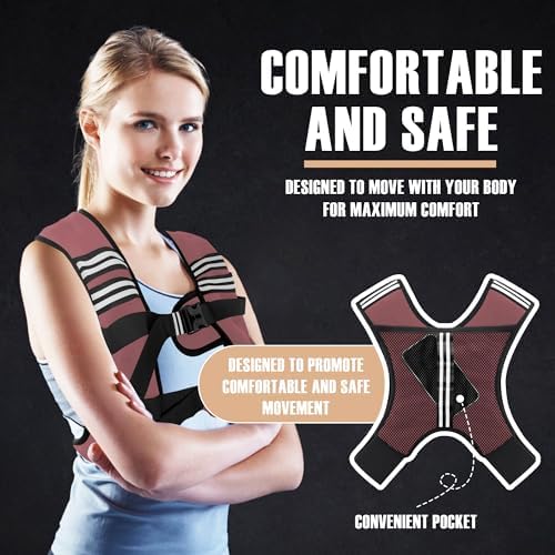 Weighted Vest for Men and Women - 10/15/20lbs - Reflective Stripe - Workout Equipment for Strength Training, Running, Wa