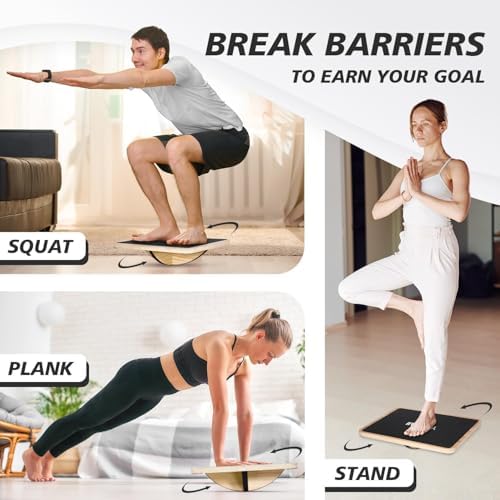 Yes4All Professional Anti-Slip Rocker Board for Leg Workout and Standing Desk Use | Yes4All 350LBS Wood Balance Board,