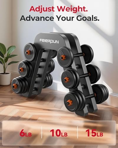FEIERDUN Adjustable Dumbbells for Home Gym Use by Men and Women during Fitness Exercises