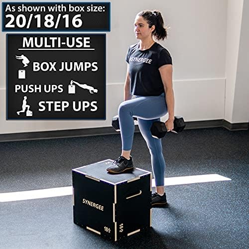 Synergee 3 in 1 Non-Slip Plyometric Box for Jump Training and Conditioning Synergee Wooden Plyo and Soft Plyo Box All