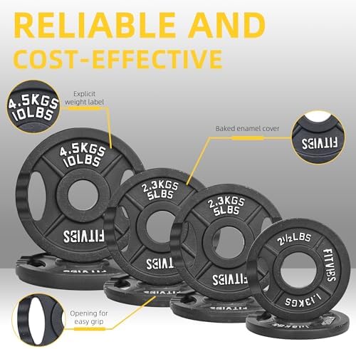 Fitvids Cast Iron Weight Plate for Strength Training and Weightlifting, Multiple Sizes | Fitvids 2-Inch Olympic Plate f