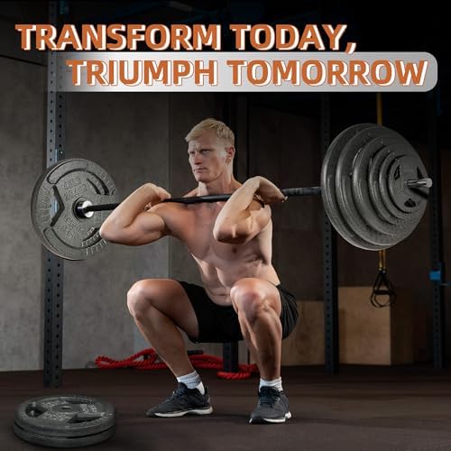 Fitvids Cast Iron Weight Plate Sets for Strength Training & Weightlifting, 35 LBS or 75 LBS or 120 LBS Sets Fitvids Ca