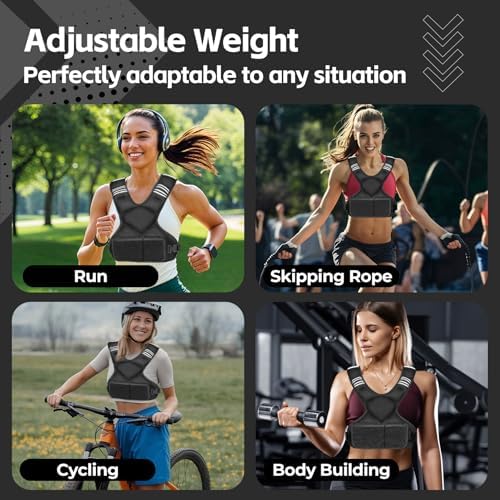 Adjustable Weighted Vest for Men and Women, 4-10lb with 6 Irongsand Weights, Strength Training Vest for Fitness and Runn