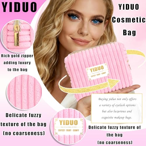 40D/60D Volume C/D Curl Lash Clusters Kit for Eyelash Extensions, Portable Makeup Bag with Lash Bond and Seal, 10-18mm