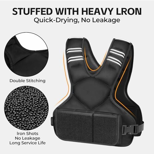Adjustable Weighted Vest for Men and Women, 4-10lb with 6 Irongsand Weights, Strength Training Vest for Fitness and Runn