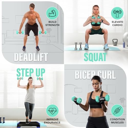 Yes4All Vinyl Hexagon Dumbbells - 2-in-1 Adjustable Set (2-15 lbs) for Home Gym Strength Training