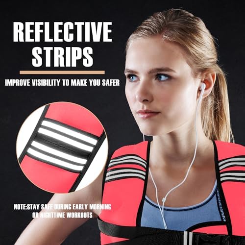 Weighted Vest for Men and Women - 10/15/20lbs - Reflective Stripe - Workout Equipment for Strength Training, Running, Wa