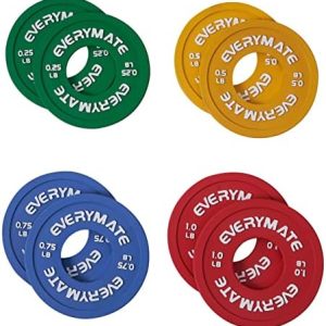 EVERYMATE Rubber Fractional Weight Plates Set of 8 Micro Weight Plate Pair of 0.25LB 0.5LB 0.75LB 1 LB for Olympic Barbe