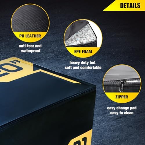 ToughFit Plyo Box - Adjustable Height Foam Plyometric Box for MMA and Crossfit Enthusiasts - Ideal for Home Gym Training