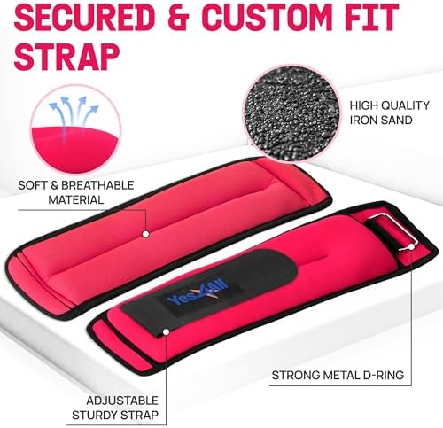 Yes4All Adjustable Wrist & Ankle Weights - Weighted Bands for Fitness Workout, Walking, Jogging and Pilates for Women, M