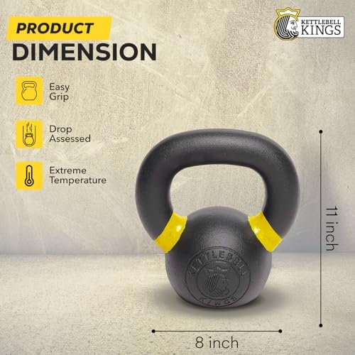 Kettlebell Kings Powder Coated Kettlebell Weights - 9-97 lb Strength Training Kettlebells for Men and Women - Home Gym E