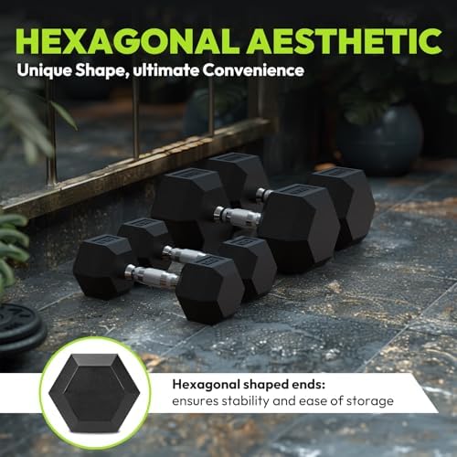 Hex Weights Dumbbells Set with Rack for Strength Training at Home and Gym, Heavy Duty 100-550 lb Rubber Coated Dumbbells