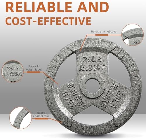 Fitvids Olympic Cast Iron Weight Plates 2-Inch Thickness for Strength Training & Weightlifting, Ideal for Home Gym, Mult