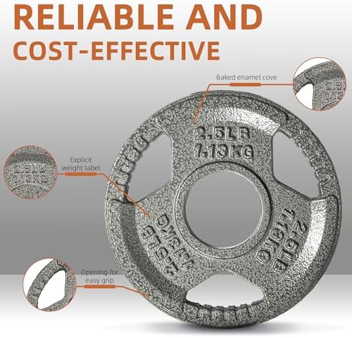 Fitvids Olympic Cast Iron Weight Plates 2-Inch Thickness for Strength Training & Weightlifting, Ideal for Home Gym, Mult