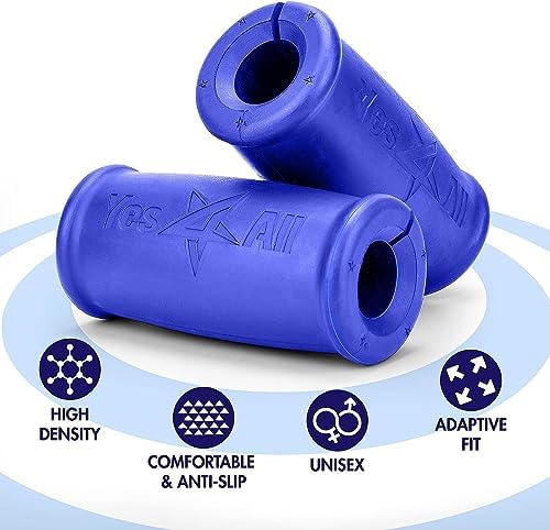 Yes4All Thick Dumbbell Handles Grips, Firm Rubber Barbell Grips for Increasing Forearm Strength and Muscle Building in W