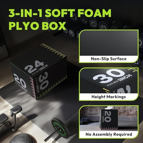 3-in-1 Pro-Duty HIIT Exercise Foam Plyo Box for Fitness Enthusiasts at Home Gym