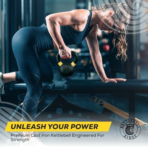Kettlebell Kings Powder Coated Kettlebell Weights - 9-97 lb Strength Training Kettlebells for Men and Women - Home Gym E