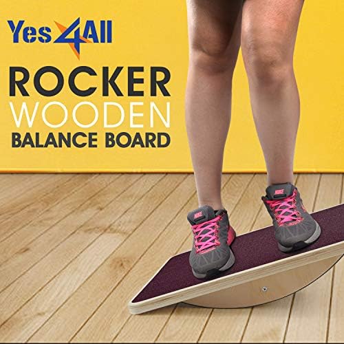 Yes4All Professional Anti-Slip Rocker Board for Leg Workout and Standing Desk Use | Yes4All 350LBS Wood Balance Board,
