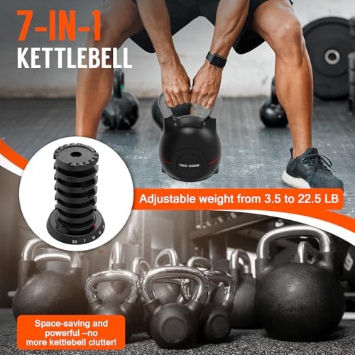 Quickly Adjusts 7 Weights HXD-Ergo Adjustable Kettlebell Set for Home Gym Enthusiasts | Ergonomic Kettlebell Set HXD-Er
