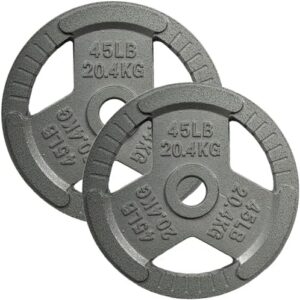Yes4All Tri-Grip Handles Cast Iron Olympic Weight Plates, Smooth and Durable Finish for Strength Training Exercises, Sui
