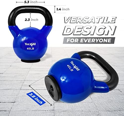 Yes4All Rubber Base Kettlebells for WomenStrength Training (10-65 lbs) Yes4All Kettlebells for Women Fitness Rubber Ba