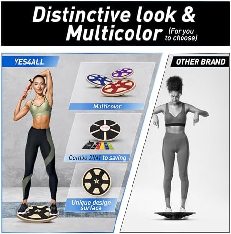 Yes4All Versatile Wooden Wobble Balance Board, Core Training, Exercise Balance Stability Trainer