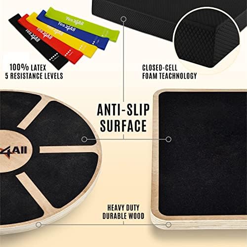 Yes4All Versatile Wooden Wobble Balance Board, Core Training, Exercise Balance Stability Trainer