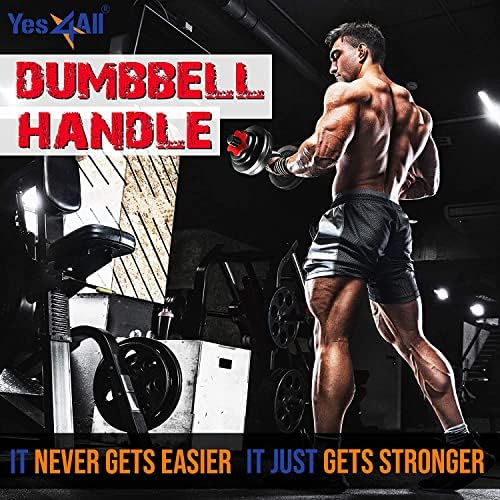Yes4All Chrome/Rubber Grip Dumbbell Handles, 14/16/18/24 Inch, For 1" / 1.15" Plates, Weight Bar Connector, Home Gym Fi