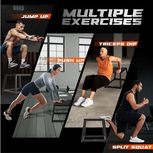 High Capacity Metal Plyometric Box for Home Gym Workouts | Pre-Assembled Yes4All Plyo Jump Platform, 550lbs Step Box |