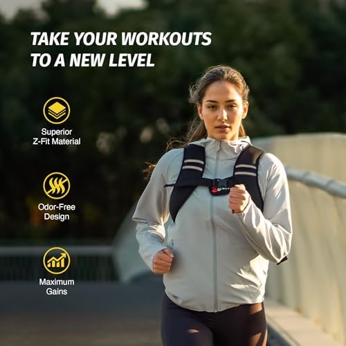 ZELUS Weighted Vest for Strength Training & Weight Loss, 10 lb Z-Fit Soft Iron Vest for Men & Women,Reflective Stripes &