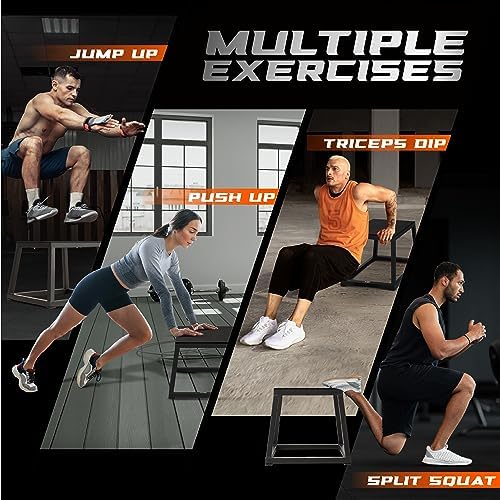 Yes4All Metal Plyometric Box - Sturdy and Anti-Slip - Ideal for Home Gym Routines - Holds Up to 550lb - Assembles Upon A