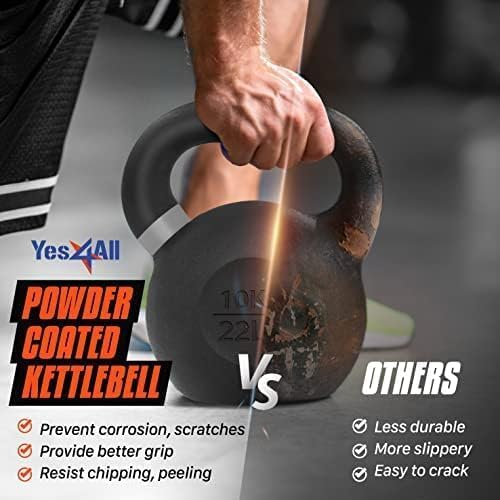 Yes4All Powder Coated 9lb-71lb Cast Iron Core Kettlebells for Heavy Duty Strength Training | Yes4All Powder Coated Kett