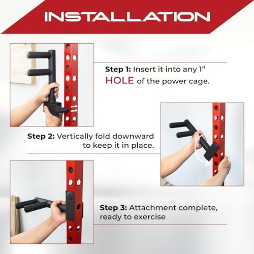 Yes4All Heavy Duty Power Rack J-Hooks & Attachments for 2x2 & 3x3 Power Racks – Ideal for Home Gym Fitness Lovers