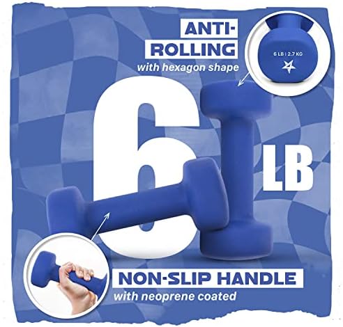 Yes4All Neoprene Coated Dumbbell Hand Weight Sets of 2 - Multiple Weight Options for Home Gym Fitness Users - Anti-Roll,