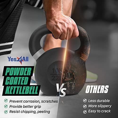 Yes4All Powder Coated 9lb-71lb Cast Iron Core Kettlebells for Heavy Duty Strength Training | Yes4All Powder Coated Kett