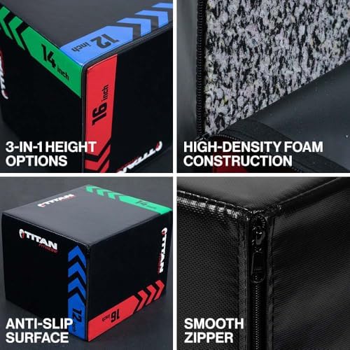 Titan Fitness Heavy Duty Pro-Duty HIIT Foam Plyometric Box for Home and Gym Use - Box Squats and Step-Ups, Suitable for