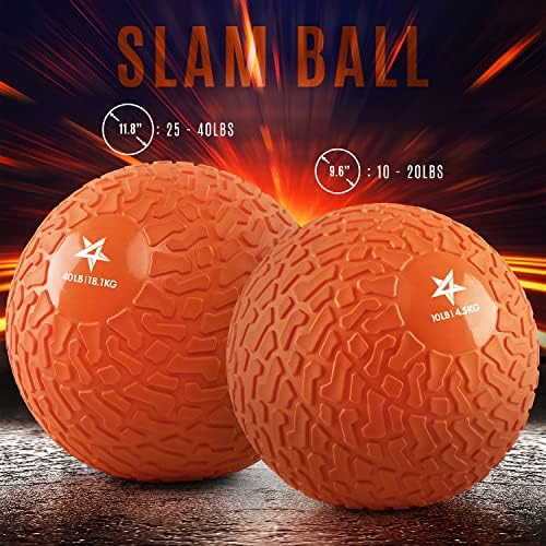 Yes4All Slam Balls, Durable PVC Sand Filled, Core Strengthening Workout Ball for Fitness Enthusiasts at Home Gym