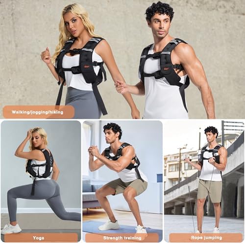 Odorless Weighted Vest 12lbs/16lbs/20lbs/30lbs/40lbs for Woman Men Running Walking Exercise Strength Training