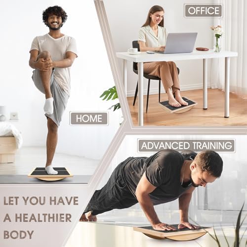 2-in-1 Professional Wooden Balance Board & Slant Board, Adjustable Incline Board and Calf Stretcher, Stretch Board for A